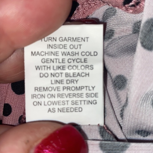 NY Women’s collection pink and black polkadot blouse scrunch tie sleeves Size 1X - Picture 11 of 14